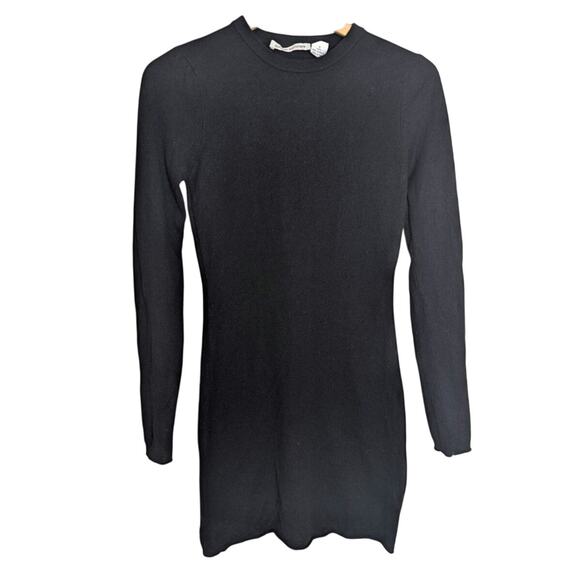 Autumn Cashmere Long Sleeve Black Bodycon Mini Sweater Dress Women Sz S Capsule - Picture 1 of 12